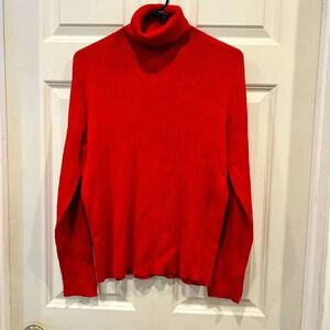 Pendleton Red Turtleneck Sweater Ribbed Cotton Vintage Made in Hong Kong Large P